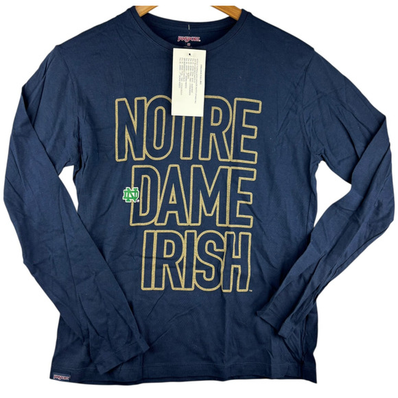 JanSport Notre Dame Fighting Irish L/S Shirt Blue Mens Sz M University Normcore - Picture 1 of 9
